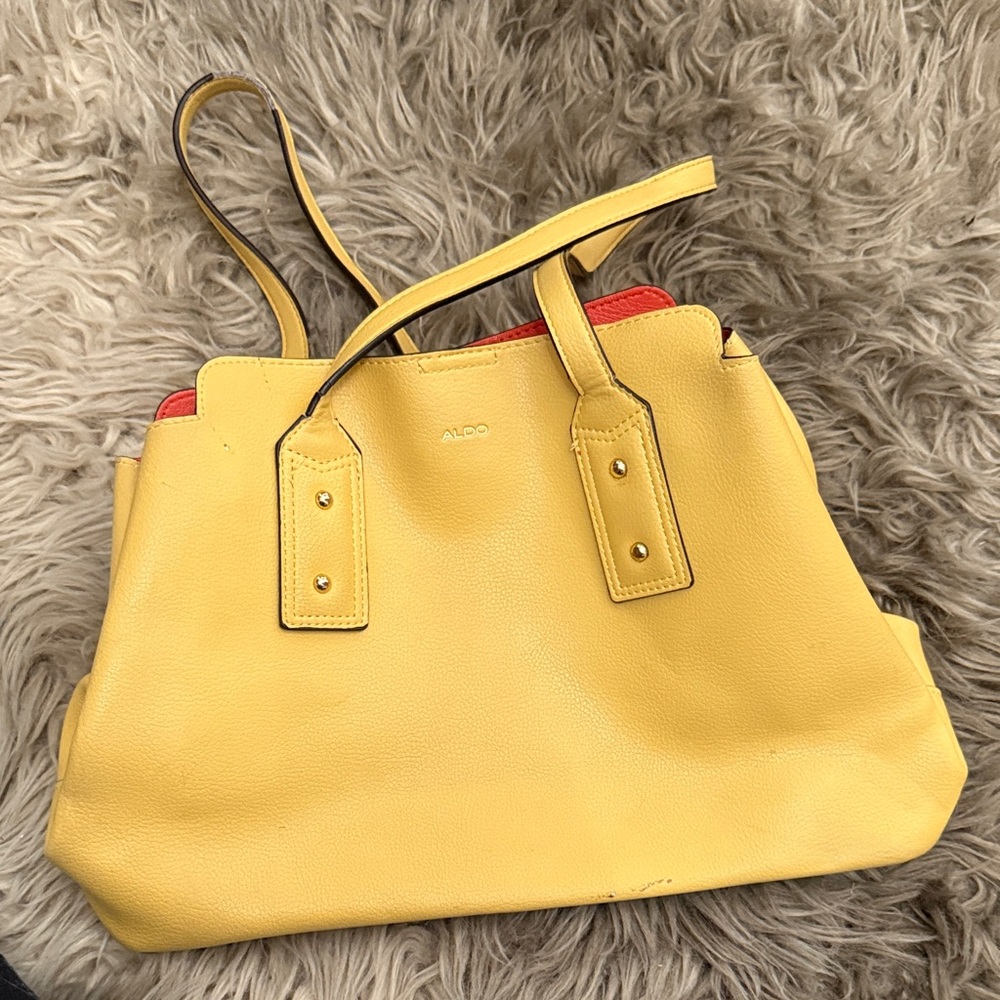 Aldo Vibrant Yellow and Red Tote Bag